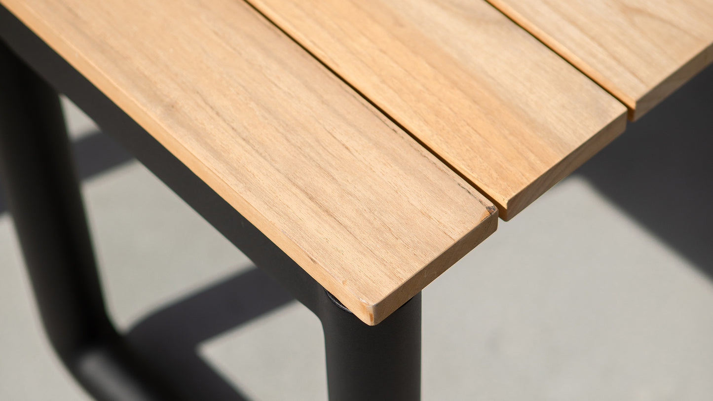 Patio Bench - 190x37 - Outdoor-Bank aus Teakholz und Aluminium