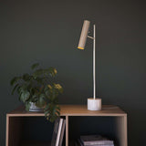 Expo Table Tischleuchte aus poliertem Marmor mit Aluminiumlampe und warmem Licht, schwarzes Kabel