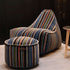 Mehrfarbiger Lounge Chair Paul Smith mit linearem Design und passendem Hocker aus Baumwolle und Schaumstofffüllung
