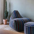 Mehrfarbiger Pouf Paul Smith mit linearem Muster aus Baumwolle, runde Form, modernes Design
