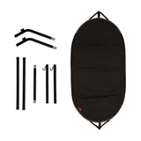 Cobana Hammock mit schwarzem Aluminiumgestell und grauem Cobana Stoff, freistehend im Außenbereich.