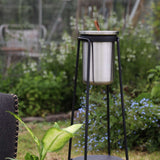 Patio Accessory Stand aus Edelstahl mit rundem Weinkühler in poliertem Stahl, modernes Design. | Patio Accessory Stand Ø14 + Wine Cooler - Copper | SACKit