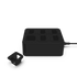 Schwarze Battery Charging Station aus ABS-Plastik mit sechs Ladepunkten und Kabel auf weißem Hintergrund.