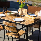 Kirra Dining Table 150x90 aus pulverbeschichtetem Aluminium und FSC - Teakholz, rechteckig, Außenbereich. | Kirra Dining Table 150x90 - Noir | SACKit