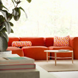 Soft Sofa Indoor Lounger in orangefarbenem Jaquardstoff ohne Gestell, modulare Form, weich und flexibel. | Soft Sofa Indoor - 2 Seater - Orange Jaquard | SACKit