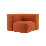 Soft Sofa Indoor Corner in orangefarbenem Jaquardstoff mit weichen Polstern und modernem Design | Soft Sofa Indoor - Corner - Orange Jaquard | SACKit