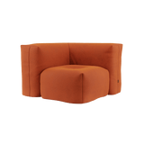 Soft Sofa Indoor Corner in orangefarbenem Jaquardstoff mit weichen Polstern und modernem Design | Soft Sofa Indoor - Corner - Orange Jaquard | SACKit