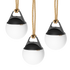 Drei weiße SACKit Light 155 Outdoor - Lampen mit Hanfseilgriff und rundem Design, nebeneinander. | Light 155 (3 pack) - | SACKit