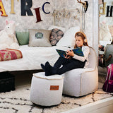 Cobana Junior Lounge Chair und Pouf in neutralem Sandton, weiche Form, geeignet für Kinder drinnen und draußen. | Cobana Junior Lounge Chair & Pouf - Cobana Rose | SACKit