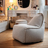 Cobana Junior Lounge Chair und Pouf in neutralem Sand Melange, Kinder-Sitzsack mit passendem Hocker.
