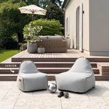 Cobana Junior Lounge Chair und Pouf in sandfarbenem Melange, weicher Sitzsack für Kinder innen und außen | Cobana Junior Lounge Chair & Pouf - Cobana Rose | SACKit