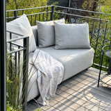 Cobana Lounge Sofa 2-Sitzer in Kirra Sand ohne Armlehnen, modernes Outdoor-Modulsofa aus Aluminiumrahmen