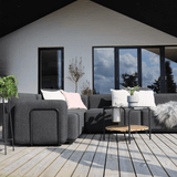 Schwarzes Cobana Lounge Sofa mit fünf Modulen und Eckelement, modernes Outdoor - Design ohne Armlehnen | Cobana Lounge Sofa - 5 seater corner sofa - Kirra Olive Mit Armlehnen | SACKit