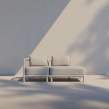 Kirra Lounge Sofa Open End Left in sandfarbenem Olefin mit pulverbeschichtetem Aluminiumrahmen, modernes Outdoor - Design | Kirra Lounge Sofa - Open end left - Kirra Noir | SACKit