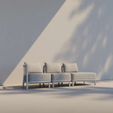 Kirra Lounge Sofa 3 - Sitzer mit offenem Ende links in sandfarbenem Olefin - Gewebe und Aluminiumrahmen | Kirra Lounge Sofa - 3 seater w/ open end - Kirra Noir Rechts | SACKit