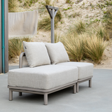 Kirra Lounge Sofa mit offenem Ende links in sandfarbenem Olefin - Gewebe und pulverbeschichtetem Aluminiumrahmen | Kirra Lounge Sofa - Open end left - Kirra Noir | SACKit