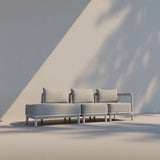 Kirra Lounge Sofa 3 - Sitzer mit offenem Ende rechts in Kirra Sand, pulverbeschichteter Aluminiumrahmen, Olefin - Textil | Kirra Lounge Sofa - 3 seater w/ open end - Kirra Noir Rechts | SACKit
