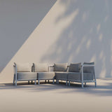 Kirra Lounge Sofa Ecksofa in sandfarbenem Olefin mit pulverbeschichtetem Aluminiumrahmen für den Außenbereich. | Kirra Lounge Sofa - Corner sofa - Kirra Noir | SACKit
