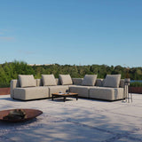 Schwarzes Cobana Lounge Sofa mit fünf Modulen und Eckelement, modernes Outdoor - Ecksofa aus Aluminium | Cobana Lounge Sofa - 5 seater corner sofa - Kirra Olive Mit Armlehnen | SACKit