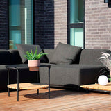 Schwarzes Cobana Lounge Sofa mit Eckelement und Kissen, modernes Outdoor - Modulsofa in skandinavischem Design | Cobana Lounge Sofa - 4 seater corner sofa - Kirra Olive Mit Armlehnen | SACKit
