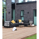 Schwarzes Cobana Lounge Sofa mit 4 Modulen und Eckelement, modernes Outdoor - Ecksofa ohne Armlehnen. | Cobana Lounge Sofa - 4 seater corner sofa - Kirra Olive Mit Armlehnen | SACKit
