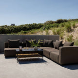 Cobana Lounge Sofa 4 - Sitzer Ecksofa in schwarzem pulverbeschichtetem Aluminiumrahmen ohne Armlehnen. | Cobana Lounge Sofa - 4 seater corner sofa - Kirra Olive Mit Armlehnen | SACKit