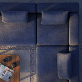 Schwarzes Cobana Lounge Sofa mit vier Modulen und Eckelement, modernes Outdoor - Design aus Aluminiumrahmen | Cobana Lounge Sofa - 4 seater corner sofa - Kirra Olive Mit Armlehnen | SACKit