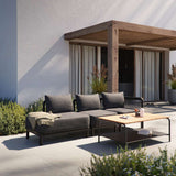 Kirra Lounge Sofa 3 - Sitzer mit offenem Ende rechts in sandfarbenem Olefin - Gewebe und pulverbeschichtetem Aluminiumrahmen | Kirra Lounge Sofa - 3 seater w/ open end - Kirra Noir Rechts | SACKit