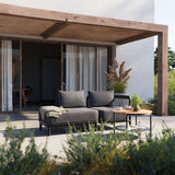 Kirra Lounge Sofa in Kirra Sand mit offenem linken Ende, pulverbeschichteter Aluminiumrahmen, Olefin - Textil | Kirra Lounge Sofa - Open end left - Kirra Noir | SACKit