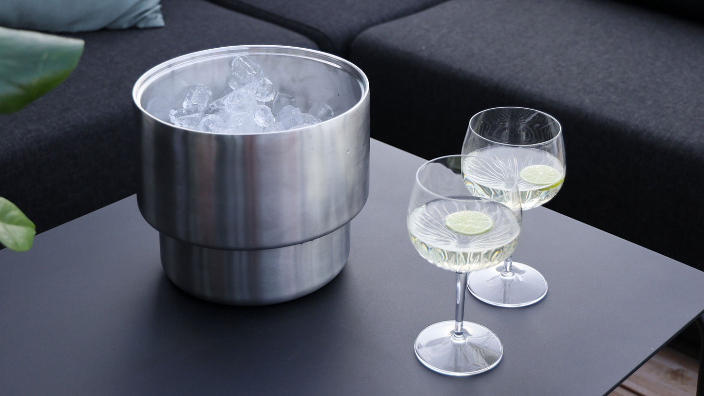 Wine Bucket - Ø22 w/ Accessories - Isolierter Weinkühler/Eiskübel mit Deckel + Haken + Löffel + Gitter
