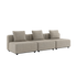Modulares Cobana Lounge Sofa in Sand mit drei Sitzmodulen und Rückenkissen von sackit für Garten und Balkon, gestaltet für nordisches Wetter