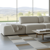 Fjord Sofa Pouf mit weichen Linien und abgerundeten Kanten in neutralem skandinavischem Design. | Fjord Sofa - Corner Sofa w/ open end - Sealife Ivory | SACKit