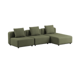 Cobana Lounge Sofa 3 - Sitzer mit Chaiselongue in Kirra Olive, modulare Outdoor - Sitzgruppe aus Aluminium und Olefin. | Cobana Lounge Sofa - 3 Seater Chaise - Kirra Olive | SACKit