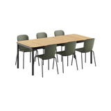 Kirra Dining Table Noir mit 6 Patio Chair no. One S1 in Olive und Noir, Outdoor - Set mit Aluminium und Teakholz. | Kirra Dining Table Noir & 6 Patio Chair no. One - Patio Chair no. One S1 Olive/ Noir | SACKit