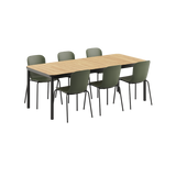 Kirra Dining Table Noir mit 6 Patio Chair no. One S1 in Olive und Noir, Outdoor - Set mit Aluminium und Teakholz. | Kirra Dining Table Noir & 6 Patio Chair no. One - Patio Chair no. One S1 Olive/ Noir | SACKit