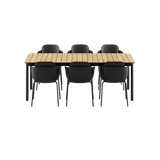 Kirra Dining Table Noir mit 6 Patio Chair no. One S2 in Olive/Noir, Outdoor - Set aus Aluminium und Teakholz. | Kirra Dining Table Noir & 6 Patio Chair no. One - Patio Chair no. One S2 Noir/ Noir | SACKit