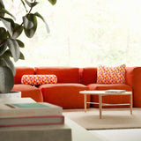 Soft Sofa Indoor 5 - Sitzer Ecksofa mit orangefarbenem Jaquard - Stoff, modulare Anordnung, weiche Polsterung | Soft Sofa Indoor - 5 Seater Corner Sofa - Teddy Beige | SACKit