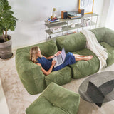 Soft Sofa Indoor 3-Sitzer in Corduroy Olive mit modularer Bauweise und weichem Stoffbezug