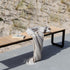 Outdoor-Bank Patio Bench aus pulverbeschichtetem Aluminium mit Teakholz-Sitzfläche, 200x37 cm, modernes Design