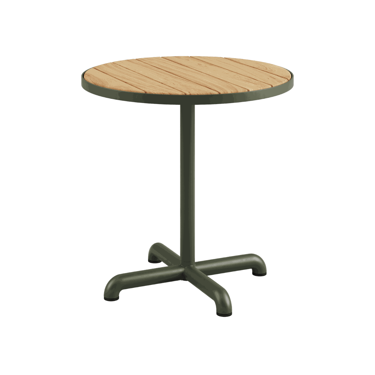 Kirra Café Table aus pulverbeschichtetem Aluminium und Teakholz, rund, für den Außenbereich. | Kirra Café Table - Noir | SACKit