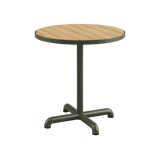 Kirra Café Table aus pulverbeschichtetem Aluminium und Teakholz, rund, für den Außenbereich. | Kirra Café Table - Noir | SACKit