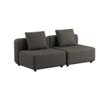 Cobana Lounge Sofa 2 - Sitzer in Kirra Olive mit Armlehnen und Hocker, pulverbeschichteter Aluminiumrahmen, Outdoor - Textil | Cobana Lounge Sofa - 2 seater - Kirra Olive Mit Armlehnen Mit Hocker | SACKit
