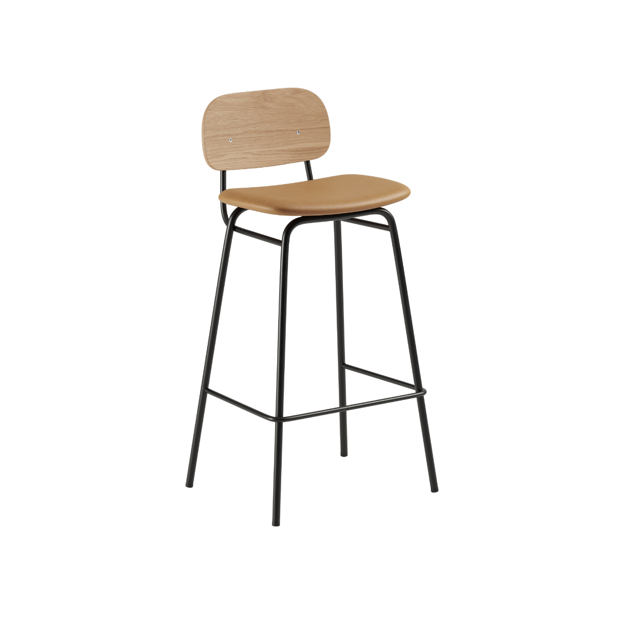 Hoher Frame Bar Stool Barhocker in Terra Safari mit Rückenlehne und pulverbeschichtetem Stahlgestell | Frame Bar Stool - Leather w/ backrest - 73 cm Terra Safari | SACKit