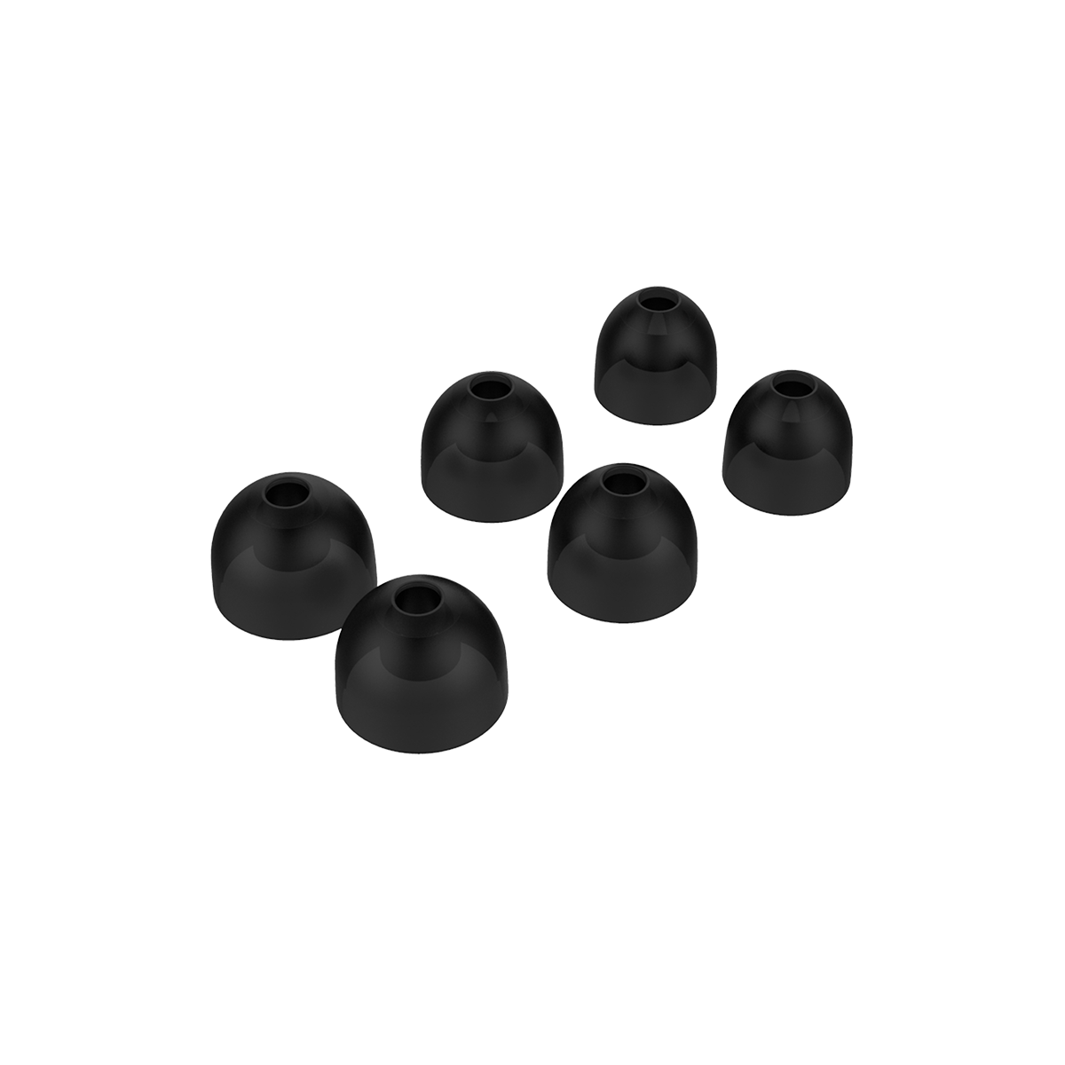 Set aus drei schwarzen Silikon-Eartips in klein, mittel und groß für ROCKit-Ohrhörer