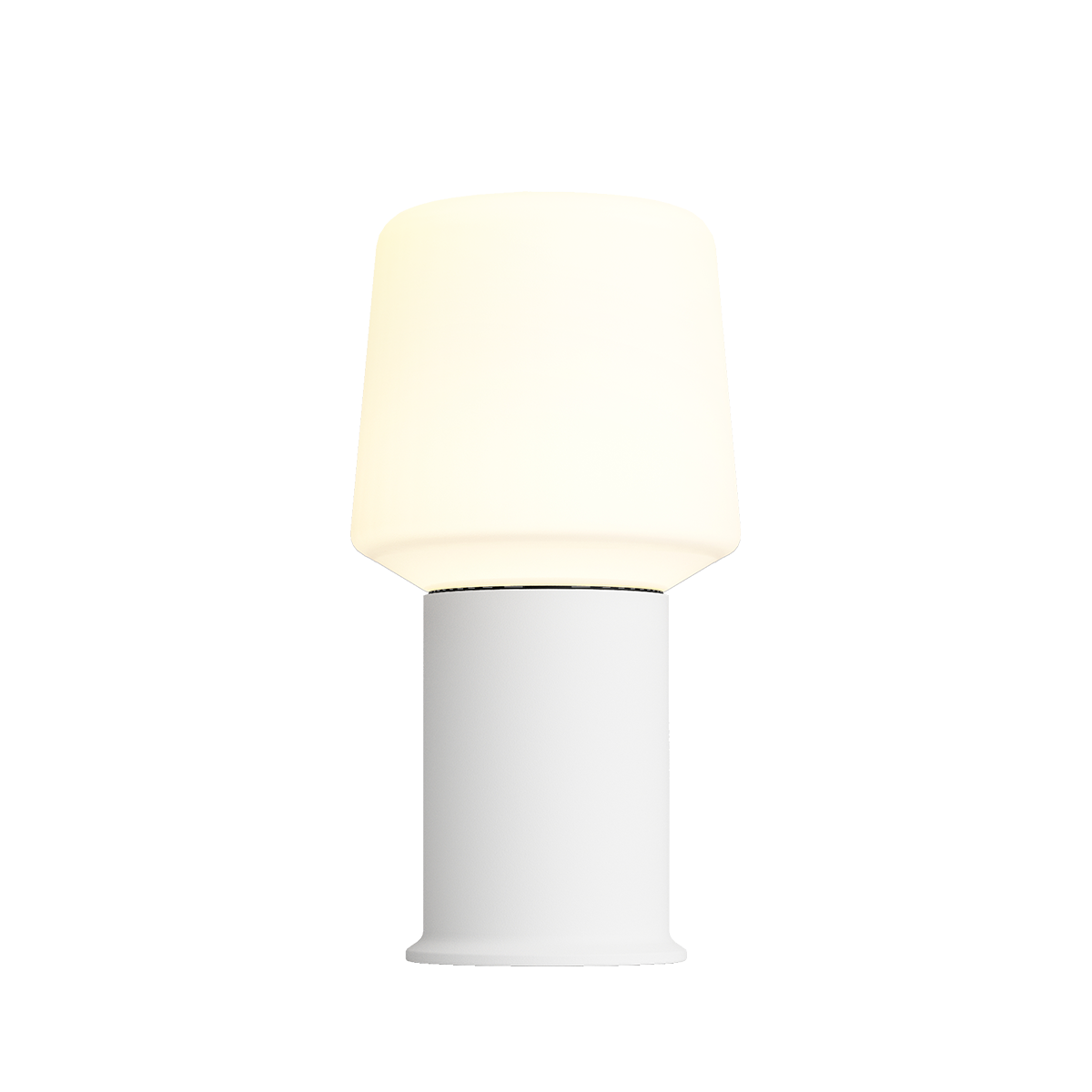 Weiße Ambience Lamp Intelligent+ mit London base aus pulverbeschichtetem Stahl, Größe 8, modernes Design. | Ambience - Lamp Intelligent+ & London base - White 8 | SACKit