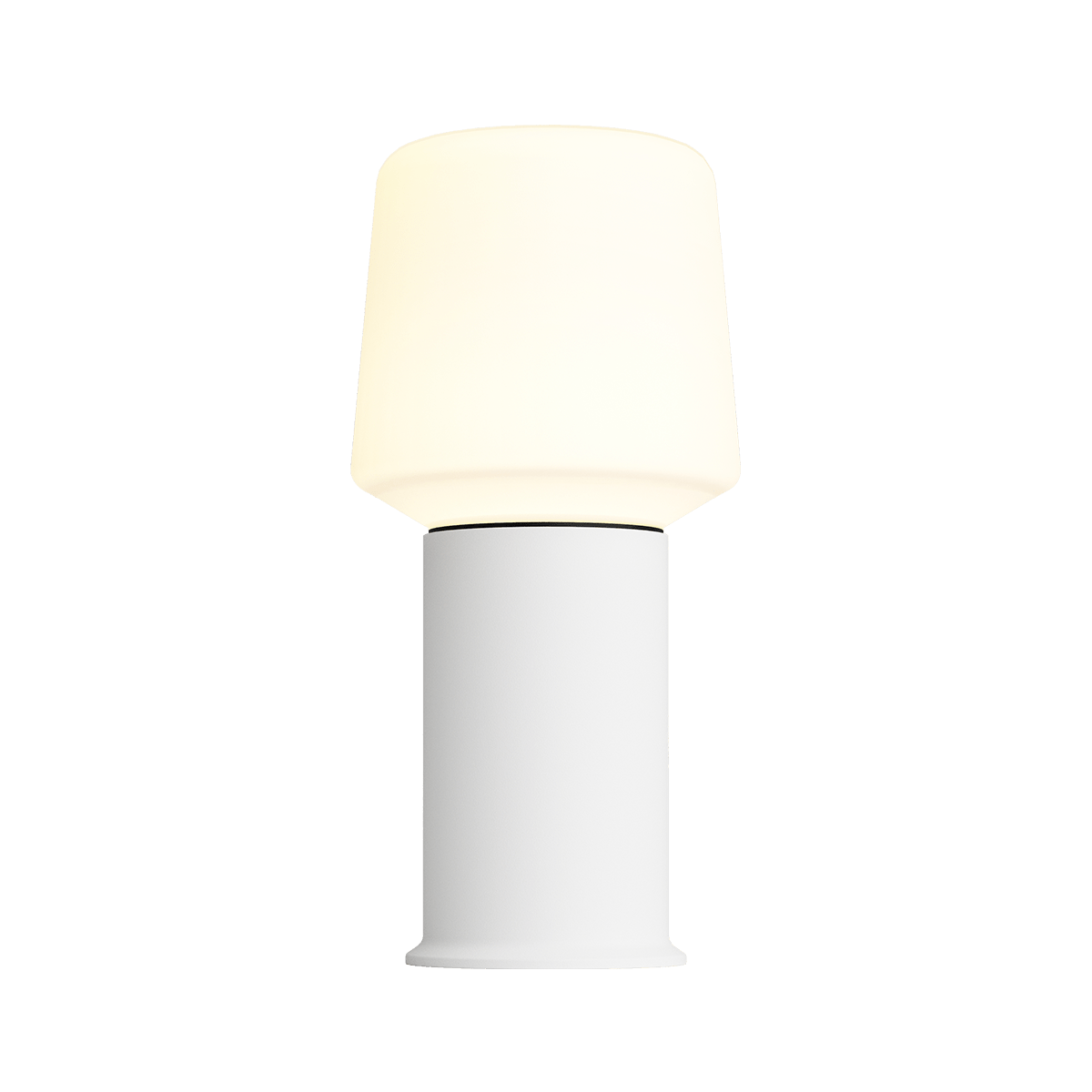 Weiße Ambience Lamp Intelligent mit London Base aus pulverbeschichtetem Stahl, Größe 10, modernes Design.
