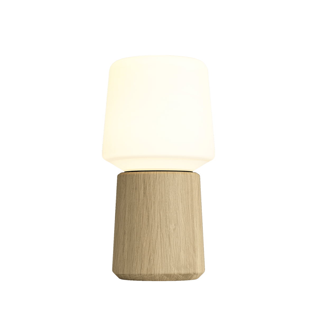 Ambience Lamp Intelligent mit Oslo Basis aus FSC®-zertifiziertem Eichenholz, Größe 8, weißer Lampenschirm
