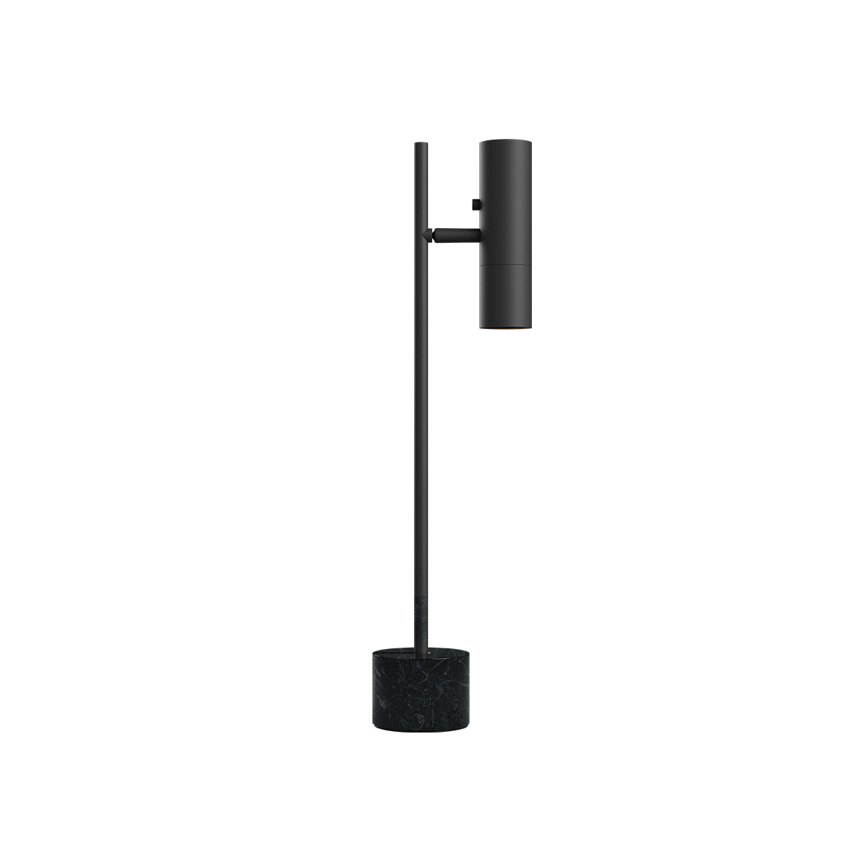 Schwarze Expo Table Tischleuchte aus Aluminium mit Marmorfuß und warmem Licht. | Expo Table - Black | SACKit