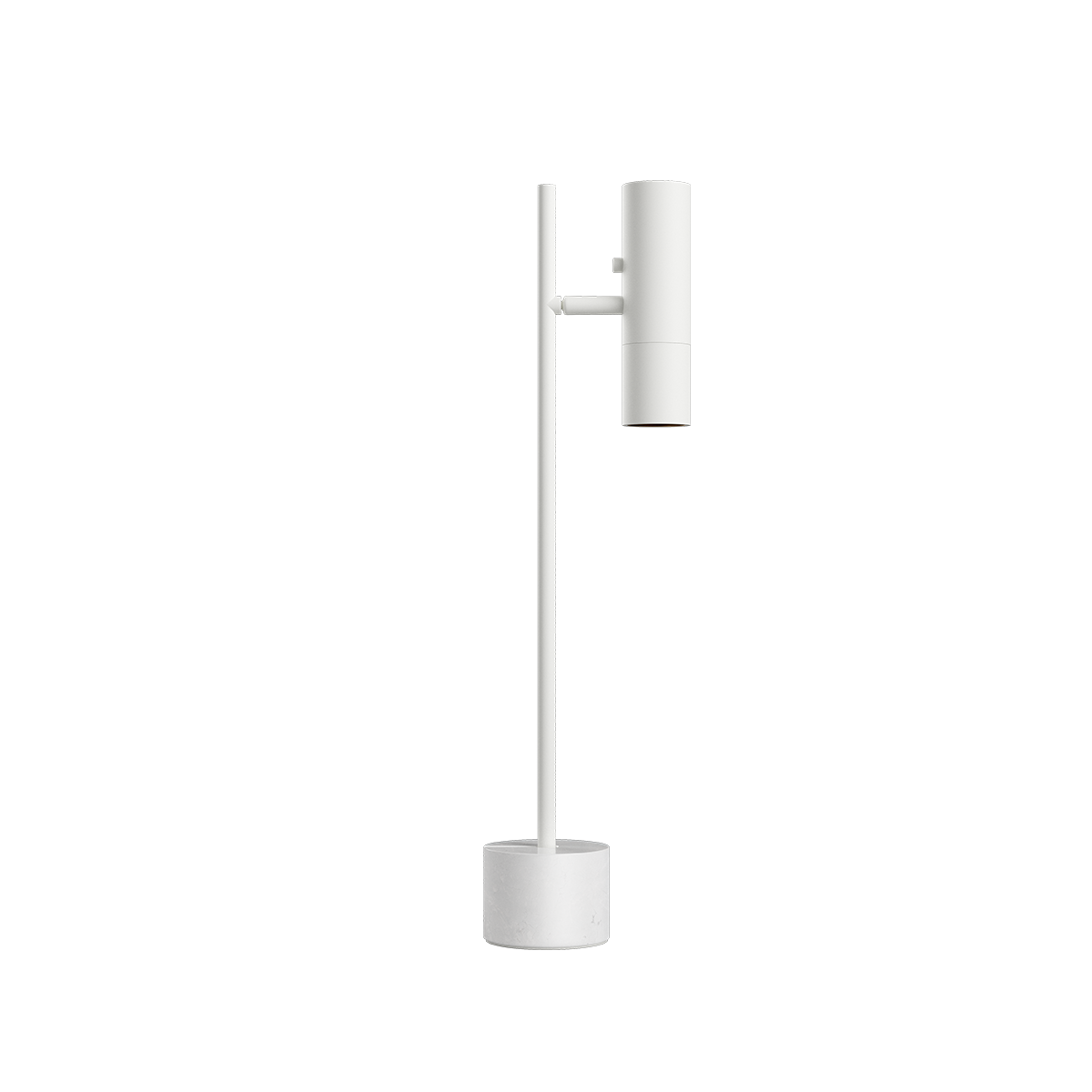 Weiße Expo Table Tischleuchte aus Aluminium mit Marmorfuß und warmem Licht. | Expo Table - White | SACKit