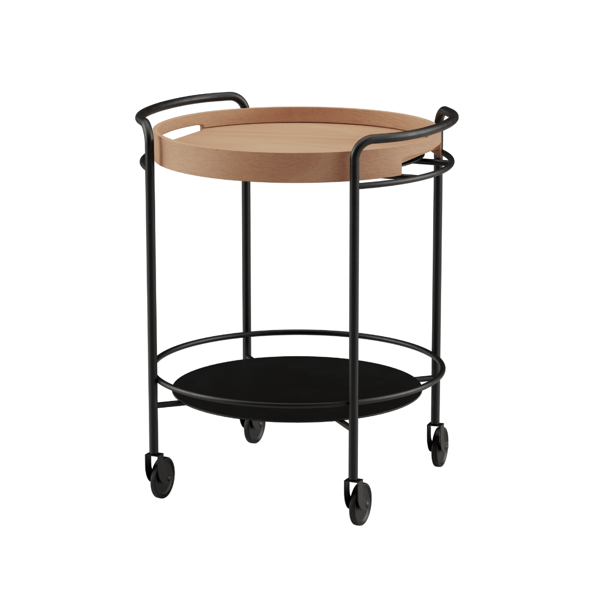 Serving Table mit Nordic Serving Tray aus pulverbeschichtetem Stahl und FSC-zertifiziertem Eichenfurnier in Natural Oak.